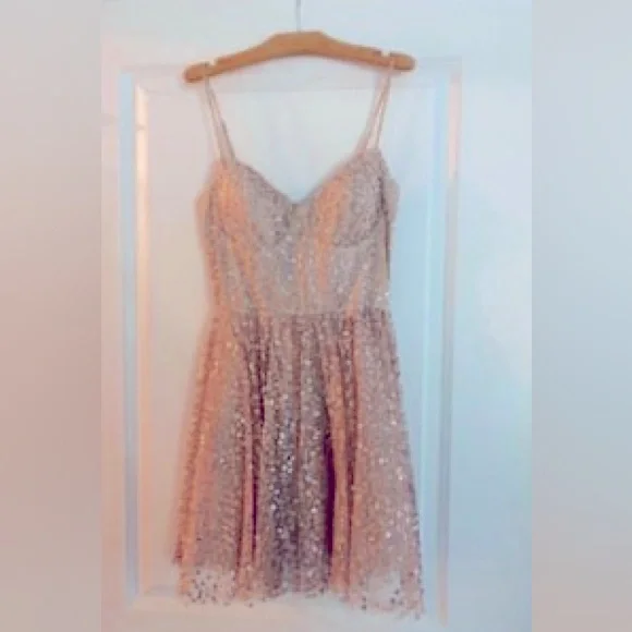 champagne pink homecoming dress Cap Sleeve V Neck Beaded Chiffon Peach Short Homecoming Dresses – SheerGirl main image 0